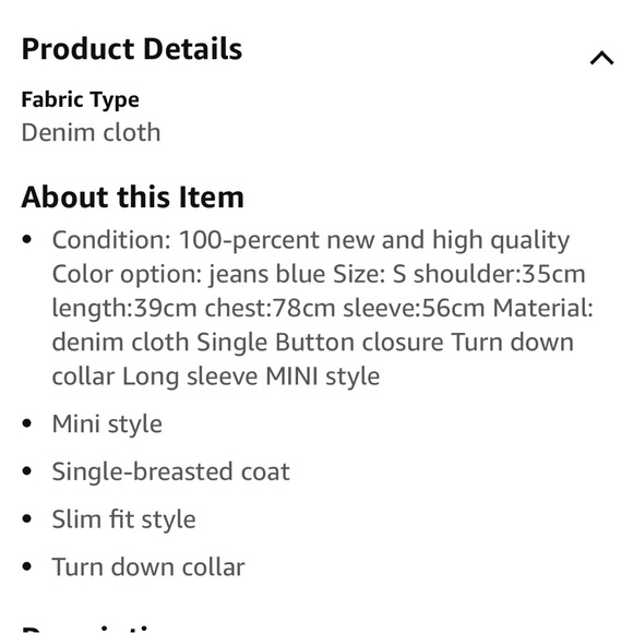 cropped denim jacket, size S - Picture 5 of 6